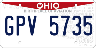 OH license plate GPV5735