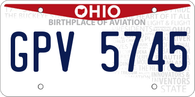 OH license plate GPV5745