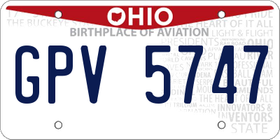 OH license plate GPV5747