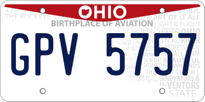 OH license plate GPV5757