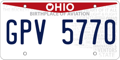 OH license plate GPV5770