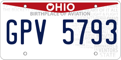 OH license plate GPV5793