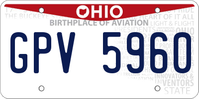 OH license plate GPV5960