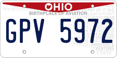 OH license plate GPV5972
