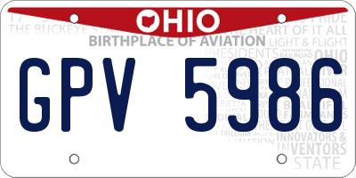 OH license plate GPV5986