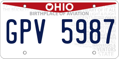 OH license plate GPV5987