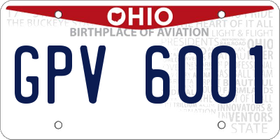 OH license plate GPV6001