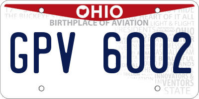 OH license plate GPV6002