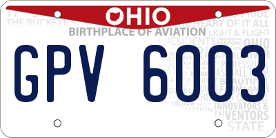 OH license plate GPV6003