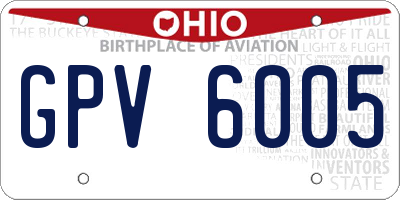 OH license plate GPV6005