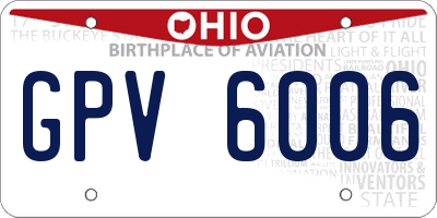 OH license plate GPV6006