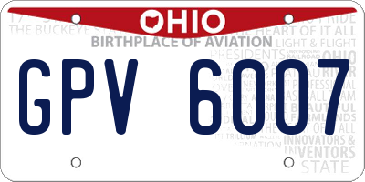 OH license plate GPV6007