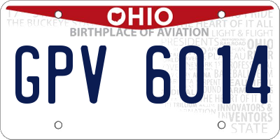 OH license plate GPV6014