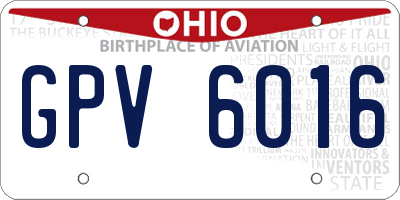 OH license plate GPV6016