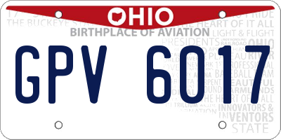 OH license plate GPV6017
