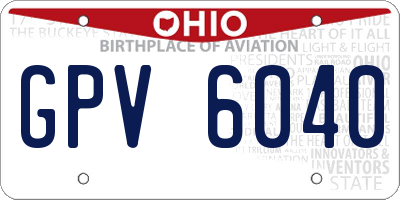OH license plate GPV6040