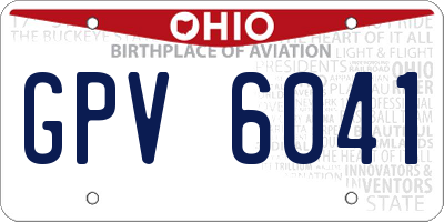 OH license plate GPV6041