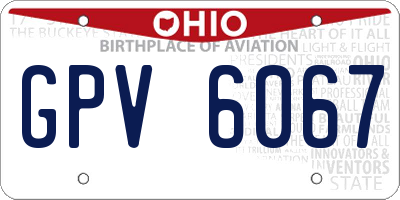 OH license plate GPV6067