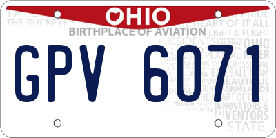 OH license plate GPV6071