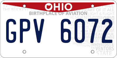 OH license plate GPV6072