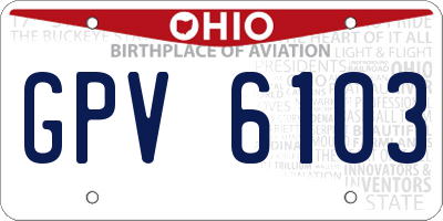 OH license plate GPV6103