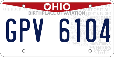 OH license plate GPV6104