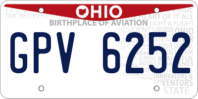 OH license plate GPV6252