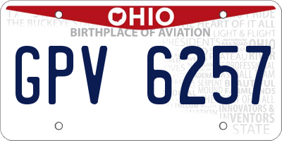 OH license plate GPV6257