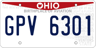OH license plate GPV6301