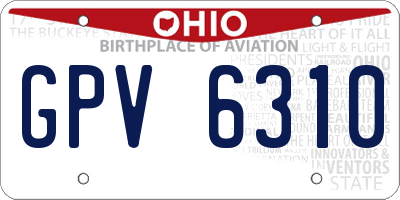 OH license plate GPV6310
