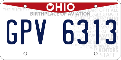 OH license plate GPV6313
