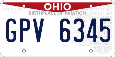 OH license plate GPV6345