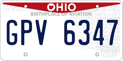 OH license plate GPV6347