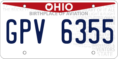 OH license plate GPV6355