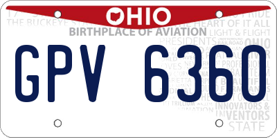 OH license plate GPV6360