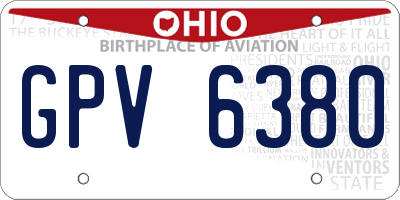 OH license plate GPV6380