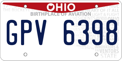 OH license plate GPV6398