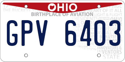 OH license plate GPV6403