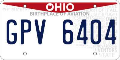 OH license plate GPV6404