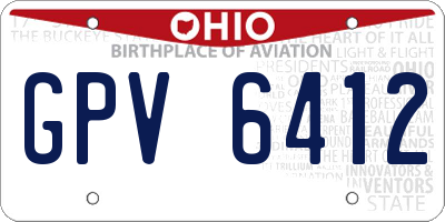 OH license plate GPV6412