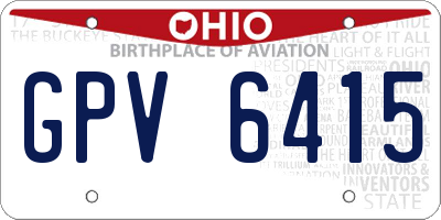 OH license plate GPV6415
