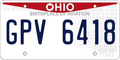 OH license plate GPV6418