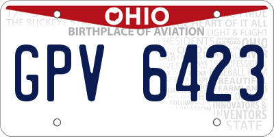 OH license plate GPV6423
