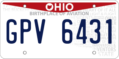 OH license plate GPV6431