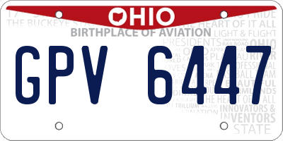 OH license plate GPV6447