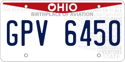 OH license plate GPV6450