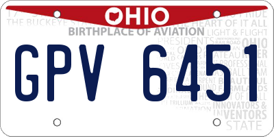 OH license plate GPV6451