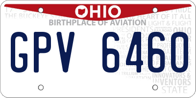 OH license plate GPV6460