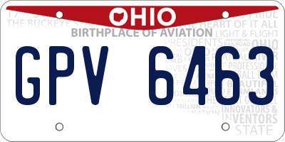 OH license plate GPV6463
