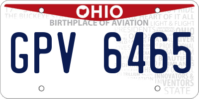 OH license plate GPV6465